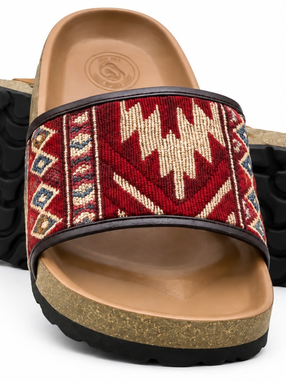 Red Aztec Slide Sandals - Women